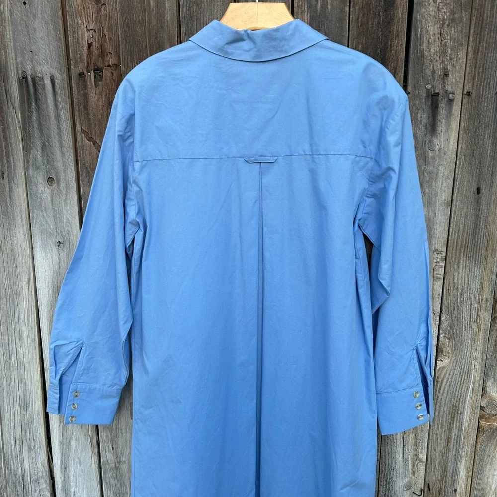 Anthropologie Maeve The Soren Long Sleeve Midi Shirt Dress Cotton Blue M - Picture 9 of 16